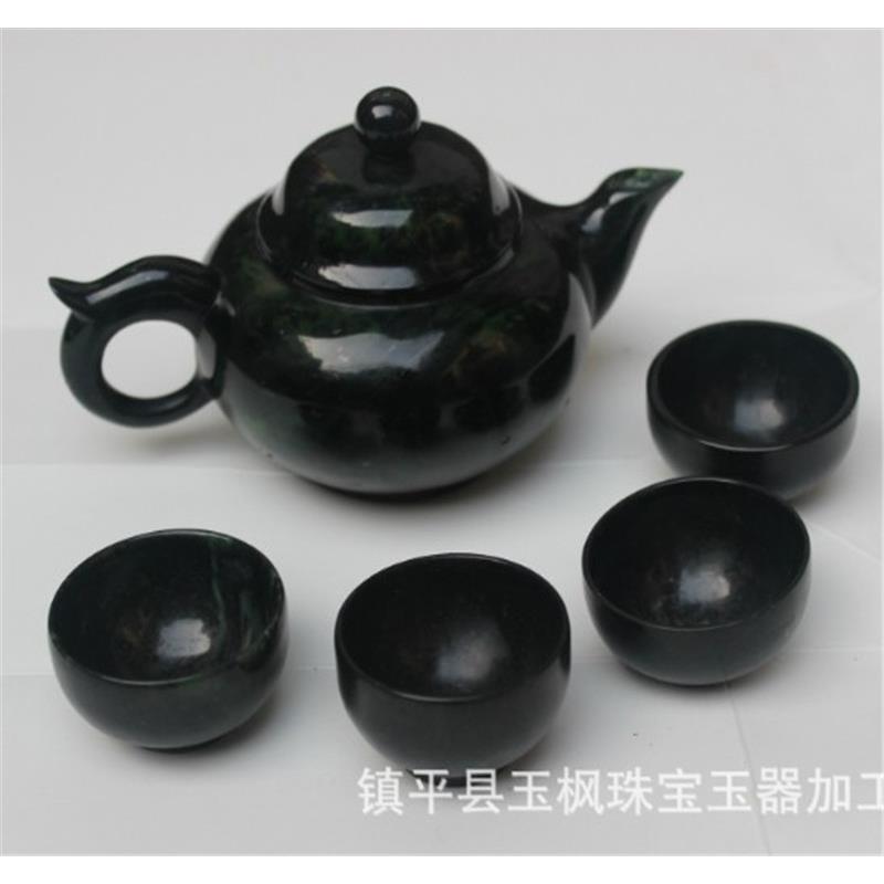 直销墨绿玉茶具茶壶茶杯各种活磁石墨绿玉茶具摆件