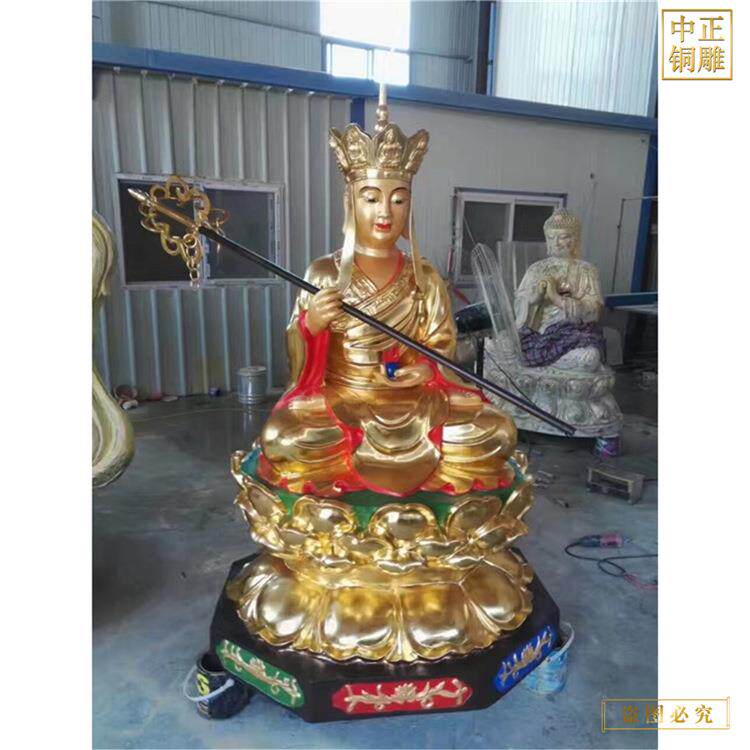 露天地藏菩萨铜雕像坐莲花地藏王菩萨立式地藏王菩萨铜像图片