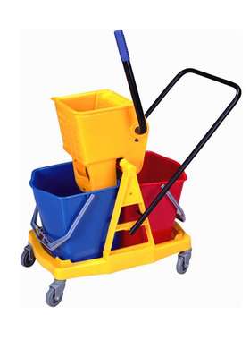 AF08073双桶榨水车拖把桶榨水机挤水车白云46升大号双桶榨水车