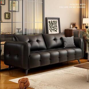 沙发皮艺小户型客厅猫爪现代意式简约直排真皮沙发双人三人公寓