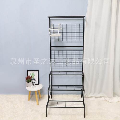 多层阶梯落地式阳台植物架花架室内花盆挂壁式铁艺花架网格爬藤架