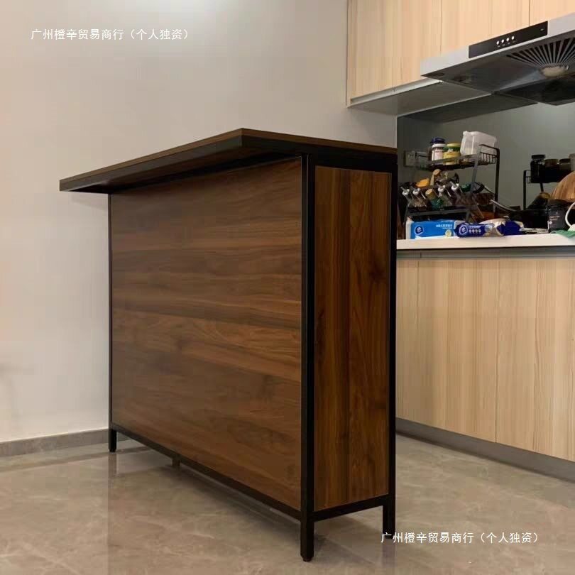 工业风复古铁艺做旧实木吧台桌