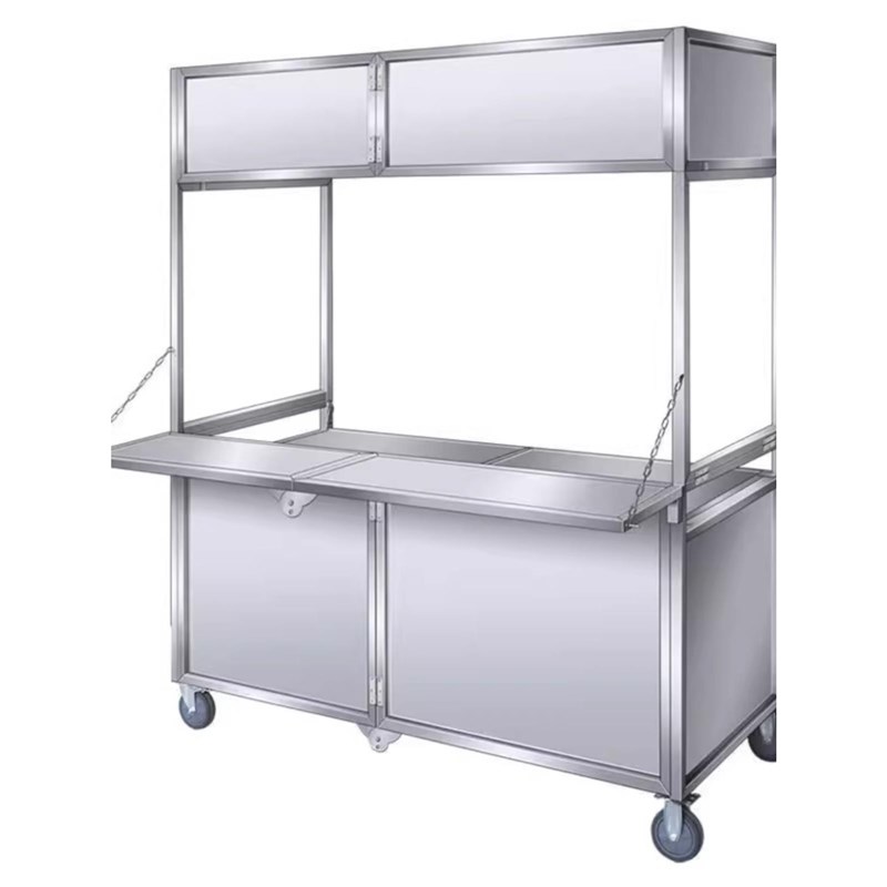 速发动市摆手摊小推车地可无/叠不锈钢烧烤灯箱款夜折带灯箱移推