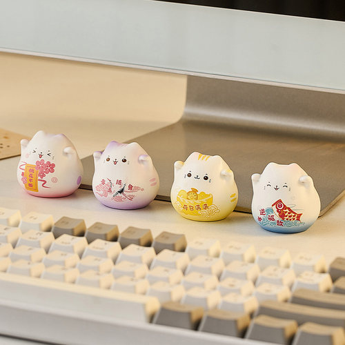 速发可治招财猫摆件电脑屏幕显示屏装饰解公室好物工位爱愈系办压