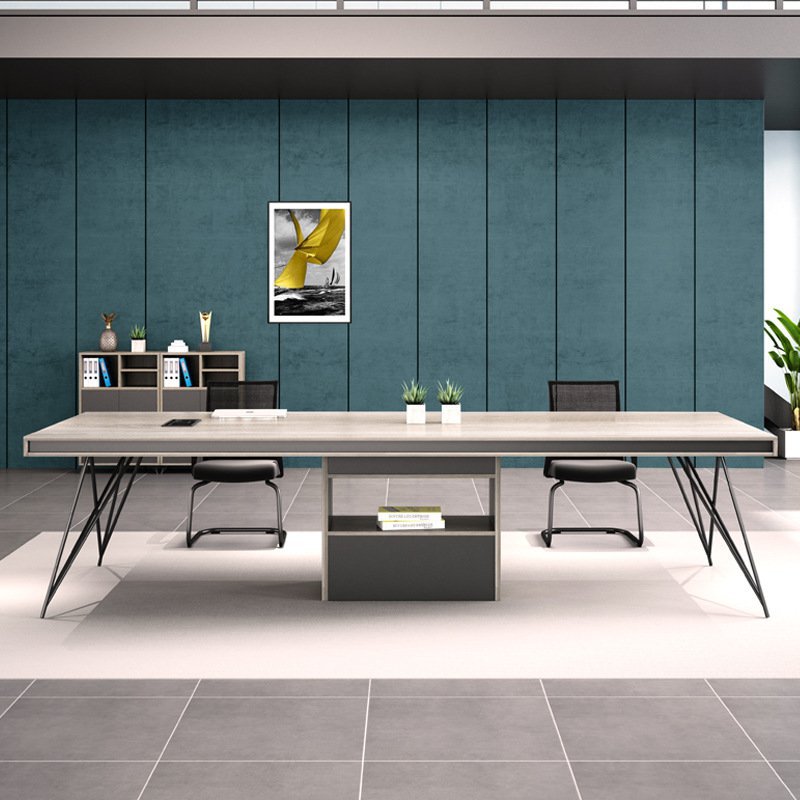 速发会议桌长桌简约洽谈桌椅组合办公家俱小会议桌6人工业风桌子