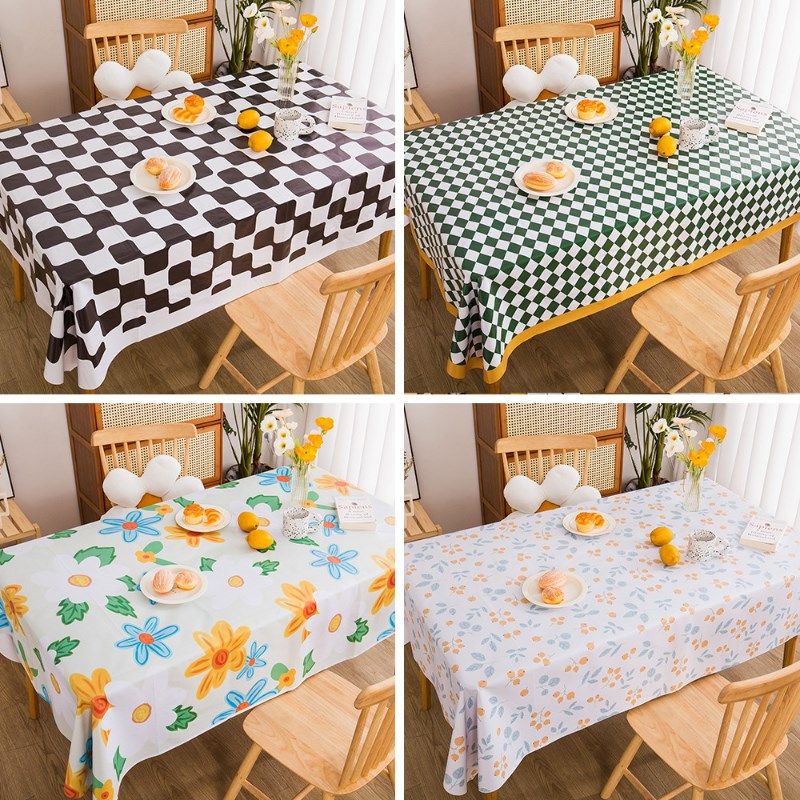 速发桌几布水防油风小清新简约格子电视柜防尘布茶防桌垫PVC餐桌