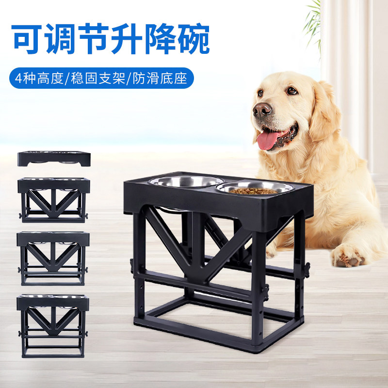 速发狗碗狗食盆护型防打翻喝水一体高犬碗大颈脚金毛不锈钢碗