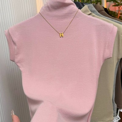 速发纯色半高领飞飞袖上衣T恤小众设时计尚减龄打搭内搭百底衫