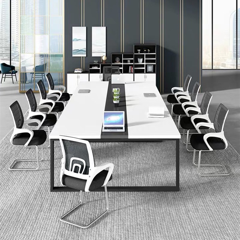 速发口字办公家具桌椅组合培作会议室工训钢员工桌木桌子工位职员