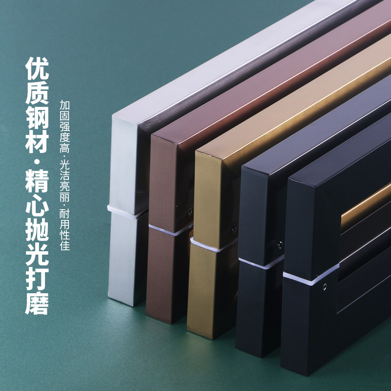 速发玻璃门拉手方管不锈钢把手大门木金黑色玫瑰门钛金拉丝门把手