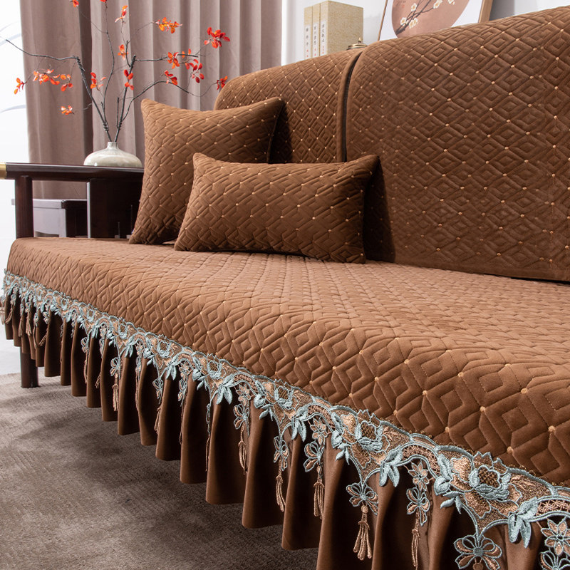 速发冬季毛绒沙发垫新中式2024新垫四季通款实木沙发坐用防滑垫子