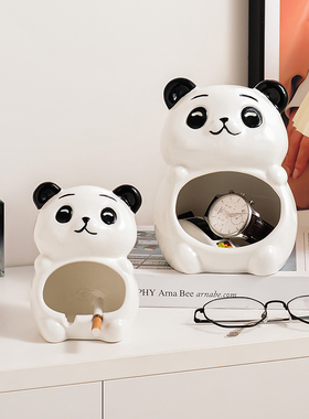 速发可爱熊猫收乔玄关入户摆件客厅家居装饰迁送闺蜜纳品新居礼物