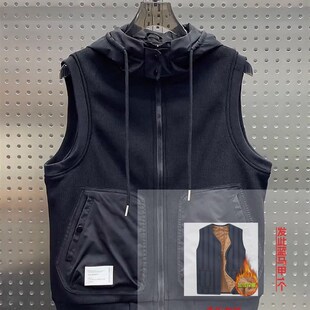 速发男连帽马甲春尚新针款织小众休闲无袖外套百搭时季上衣潮
