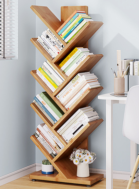 速发书易书架家用落地树杈置物架多层经济型卧室小简柜创读靠墙阅