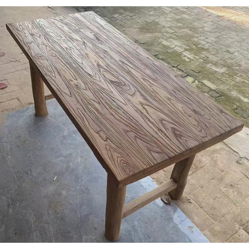 速发L7老榆木简桌实木餐桌复古长桌茶约办公书桌原木吧台民宿实木