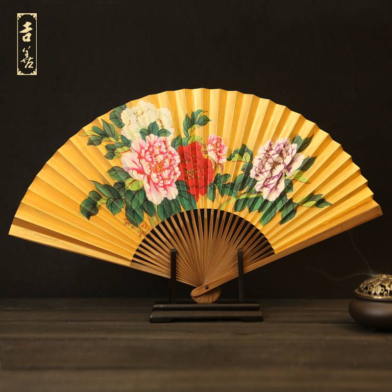 速发北山街 文玩扇戏曲扇子泥金折扇 双面手绘贵妃醉酒表演纸扇黑