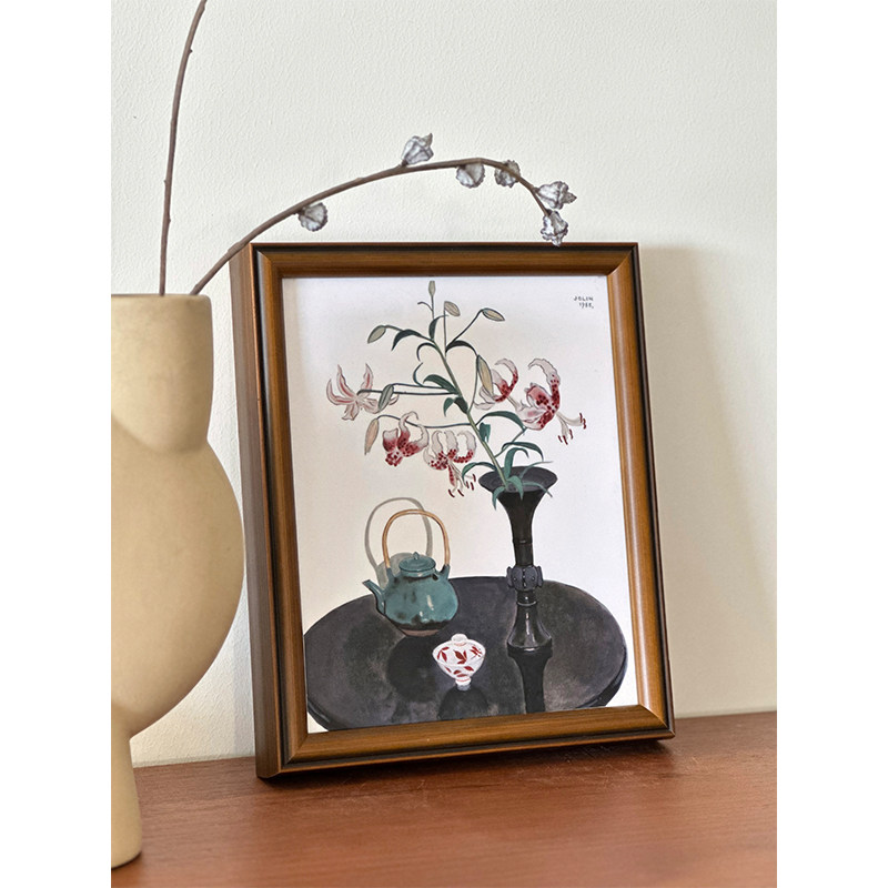 《茶叙》瓷板画实木框新中式高级中古风装饰摆件玄关走廊独特挂画,家居饰品,现代装饰画,淘宝优惠券,粉丝福利购,淘宝优惠卷