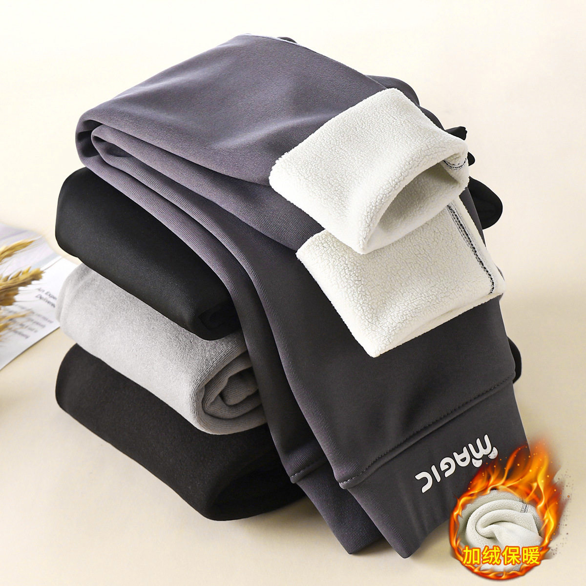 女童打底裤冬季新款儿童羊羔绒加绒秋冬外穿棉裤裤子保暖加厚童裤