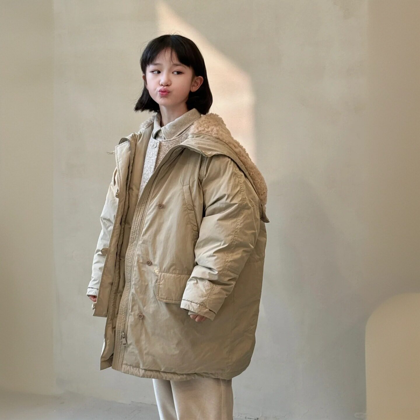 韩国童装女童中长款羽绒棉服新款冬装洋气儿童加厚文艺保暖外套