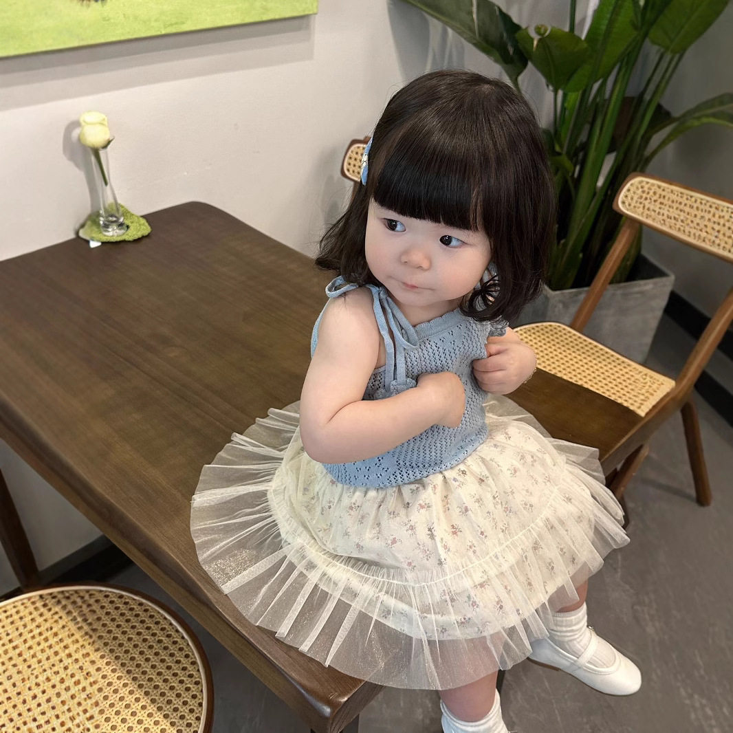 Cutemily春夏女童碎花半身裙女宝宝可爱网纱荷叶tutu半裙短裙
