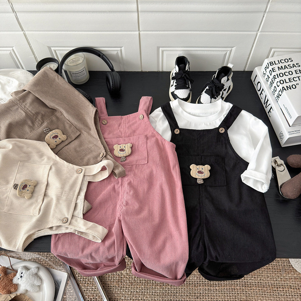 儿童背带裤秋季新款婴幼儿灯芯绒裤子男童休闲女童裤宝宝外出童装