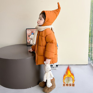 女童加厚棉服冬季2025新款儿童宝宝保暖棉袄连帽外套韩版冬天衣服