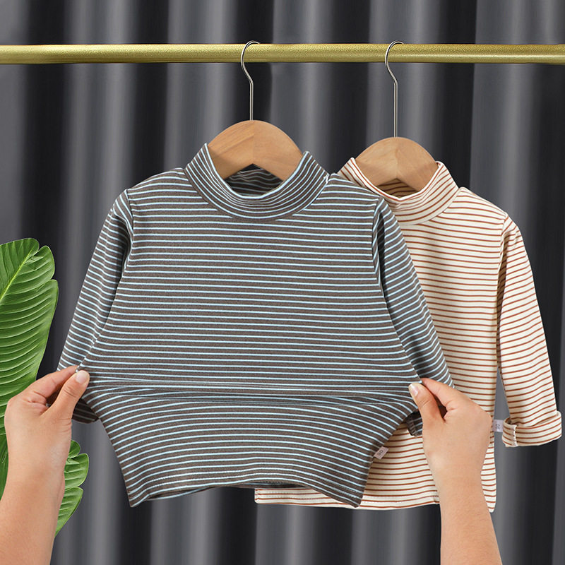 儿童打底衫新款秋冬德绒上衣内搭秋衣男女宝宝中大童圆领半高领潮