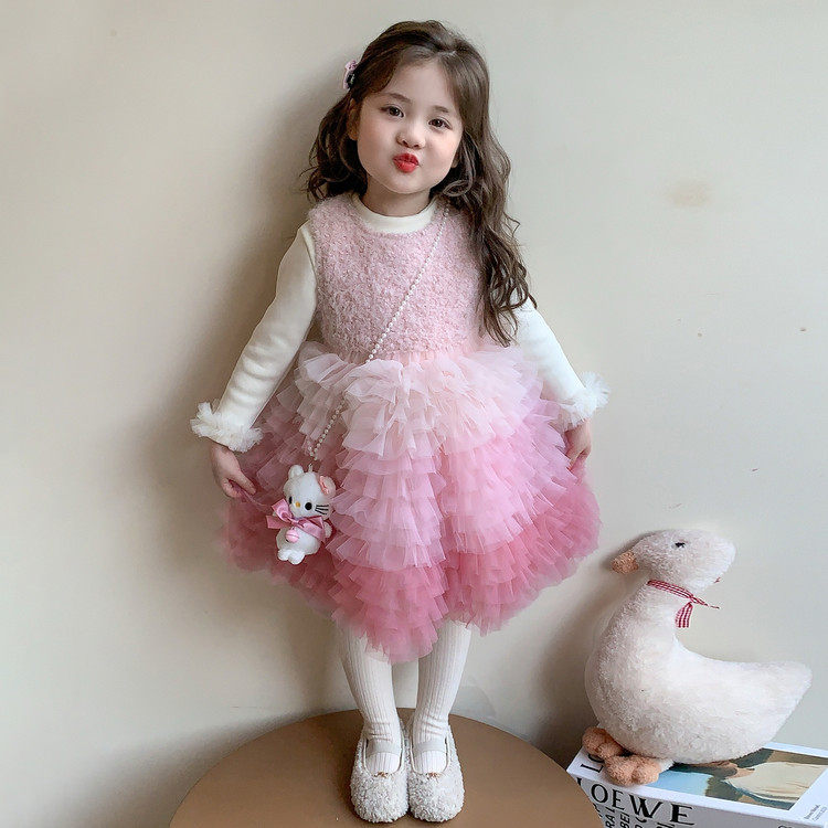 女童渐变小香风加绒蛋糕裙套装冬季2025新款小女孩甜美洋气公主裙,童装/婴儿装/亲子装,儿童运动套装,淘宝优惠券,粉丝福利购,淘宝优惠卷