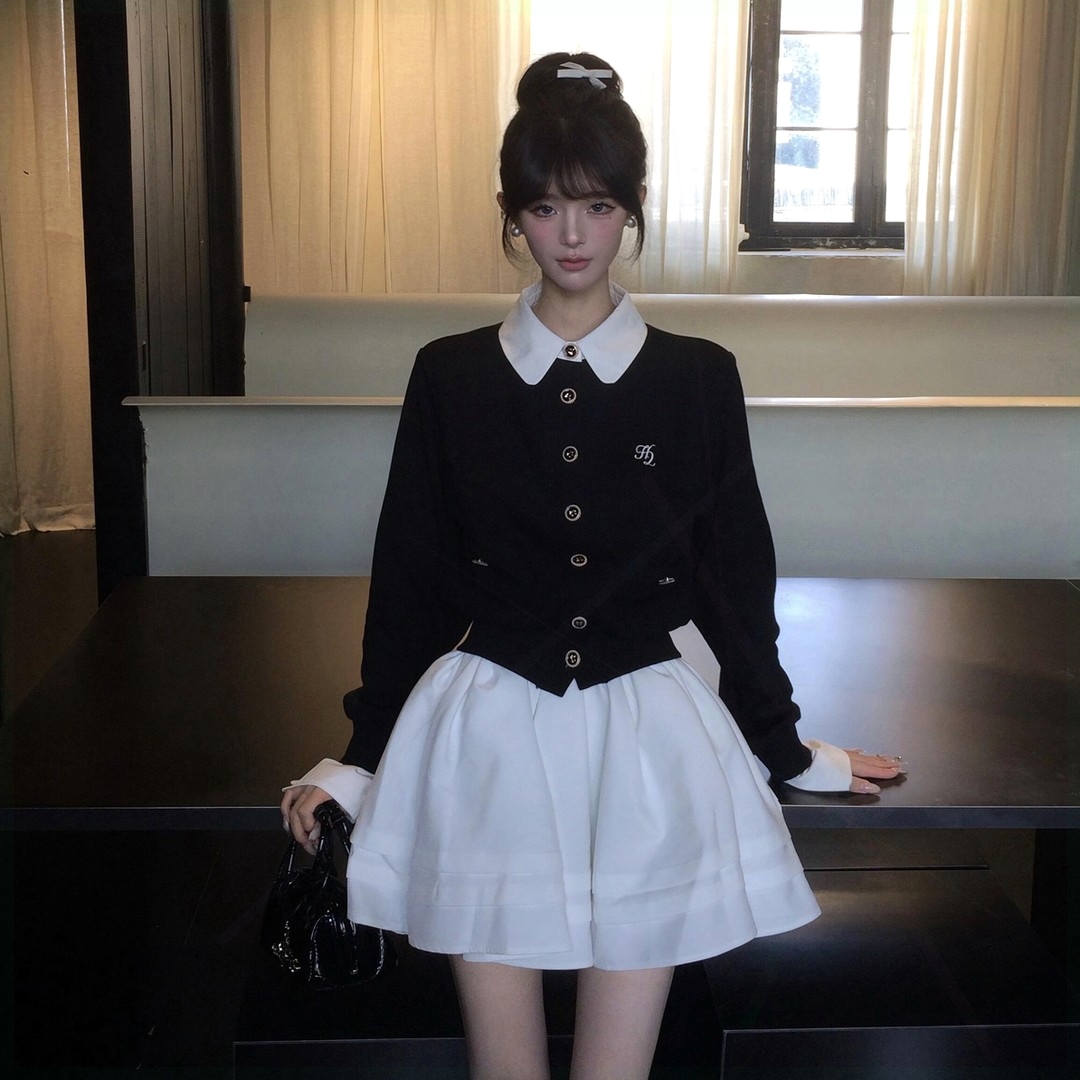 件针织开衫毛衣外套木耳边工作室