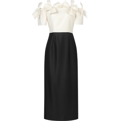 千金风一字领缎面立体花撞色