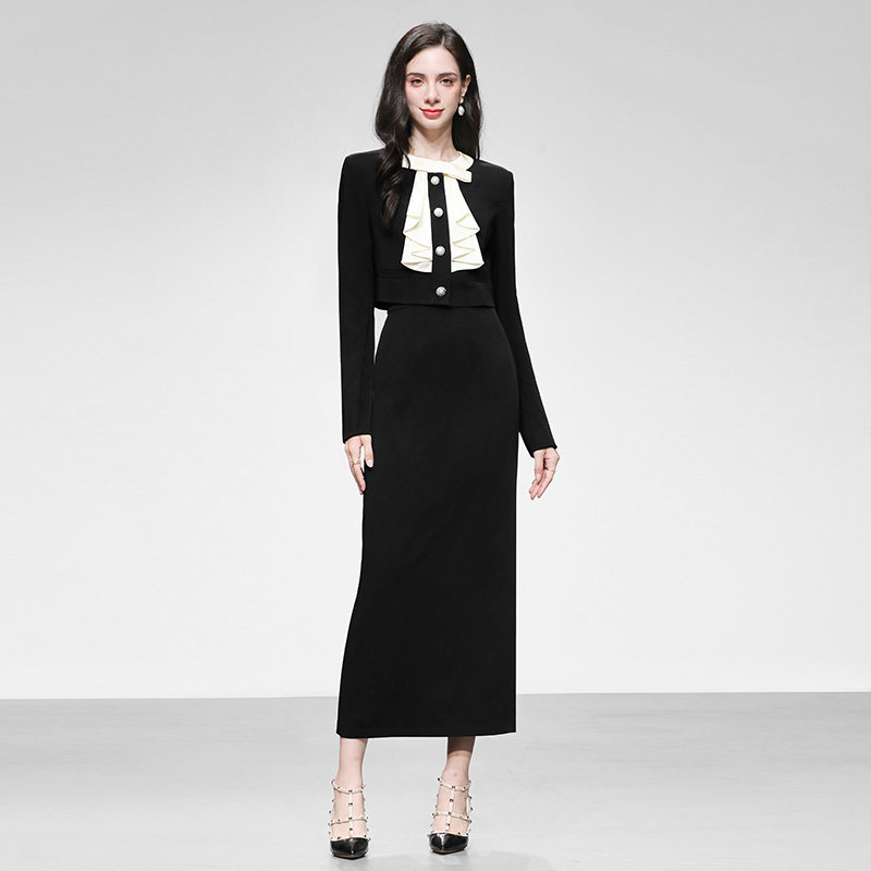修身直筒半裙长裙套装