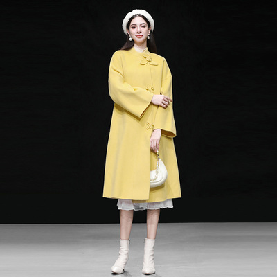 立体花千金宽松双面呢外套