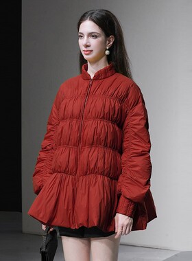 2025冬季新款时尚休闲减龄灯笼袖宽松A摆羽绒服加厚90羽绒服外套