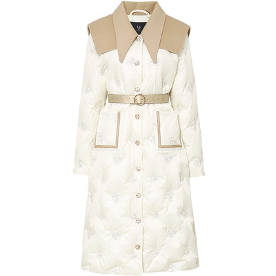 绣花直充长款90白鸭绒羽绒服