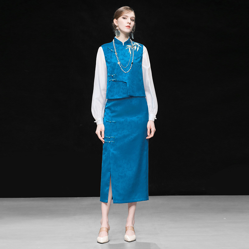 新中式国风提花套装裙