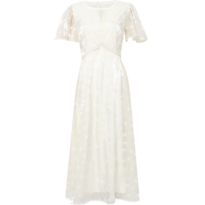 立体花复古小众收腰大摆钉珠