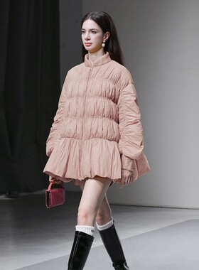 2025冬季新款时尚休闲减龄灯笼袖宽松A摆羽绒服加厚90羽绒服外套