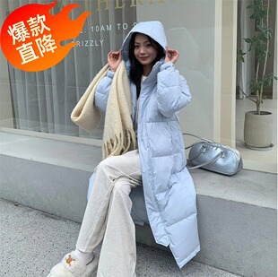 新款中戏羽绒服女超长款过膝加厚冬季白鸭绒2026宽松冬装羽绒服
