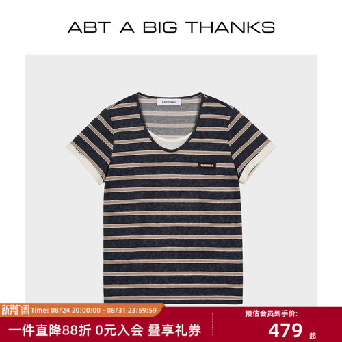 复古条纹短袖T恤松弛感上衣