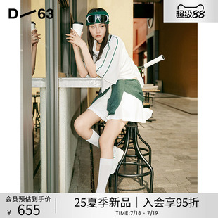 甜酷风短袖 D63女装 POLO衫 25夏季 T恤运动网眼舒适透气套头上衣 新款