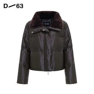 D63女装25冬季新款90鸭绒短款羽绒服小众设计翻领高领保暖外套