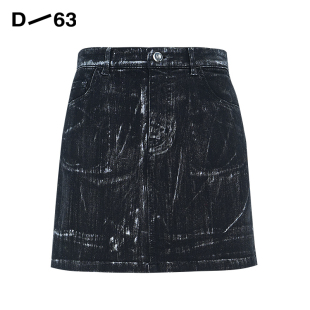 半身裙工装 D63女装 黑色牛仔短裙水洗擦色做旧短款 新品 风 25春季