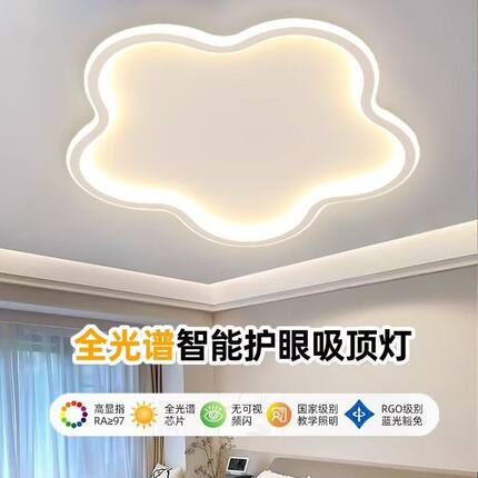 卧室吸顶灯现代简约书房极简云朵创意花朵LED护眼儿童房中山灯具