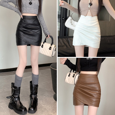 白色皮裙半身女2024新款春