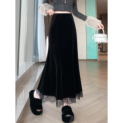 金丝绒半身裙子女士装春秋