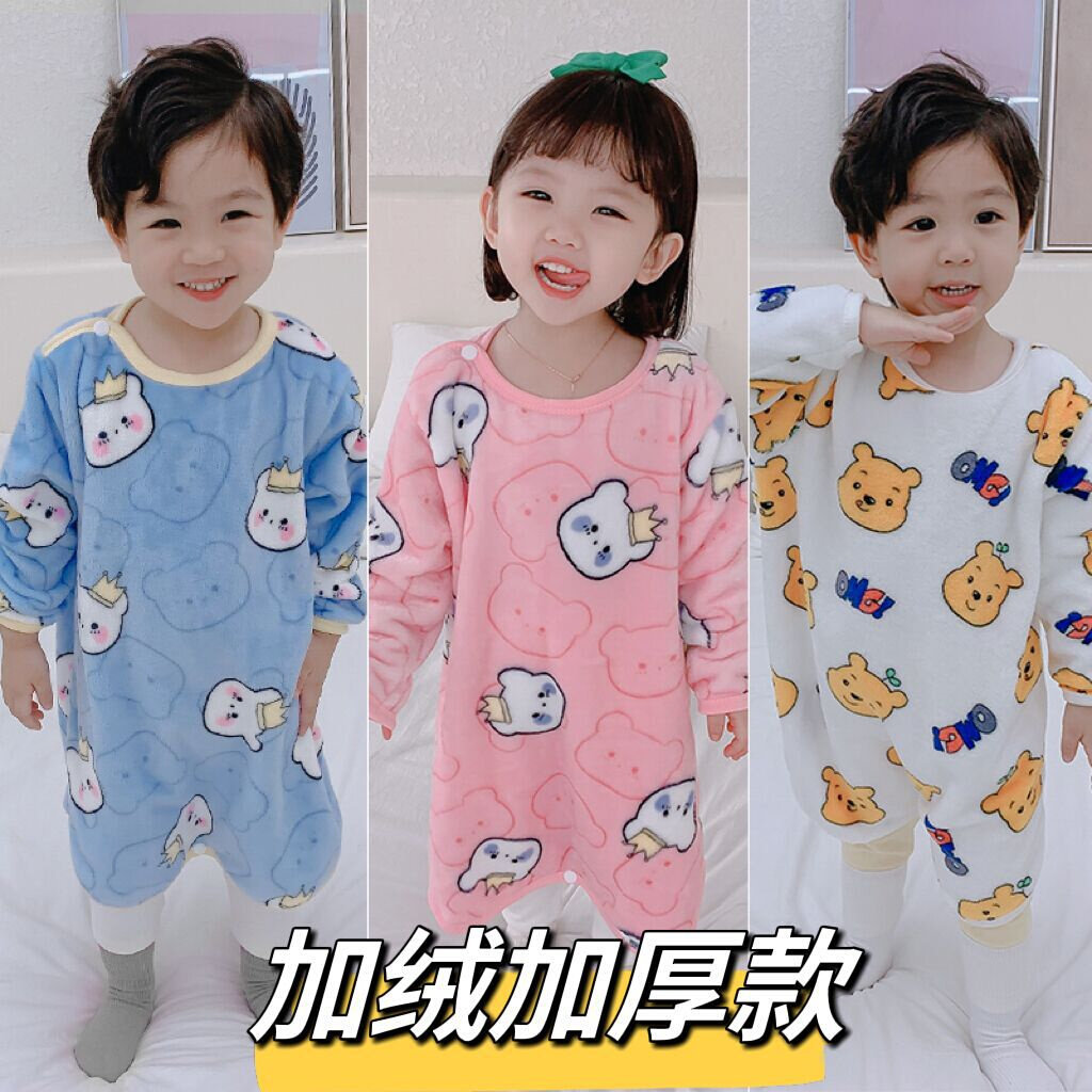 儿童睡袋法兰绒秋冬款加绒加厚珊瑚绒冬季女宝宝防踢被婴儿冬天男