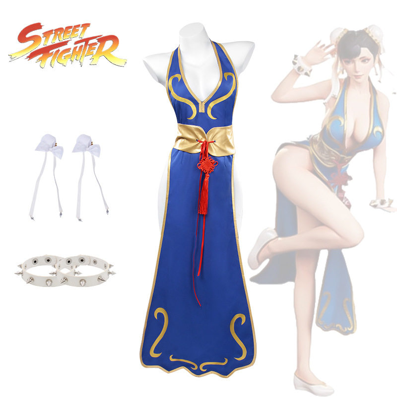 新款街霸春丽服性感旗袍舞狮演出服play动漫万圣节服装