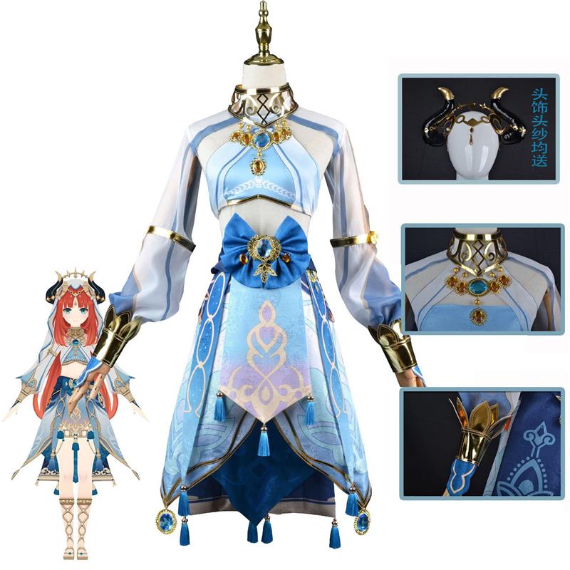 原神游戏cos服妮露cosplay蓝色服装女西域舞娘套装全套cosplay