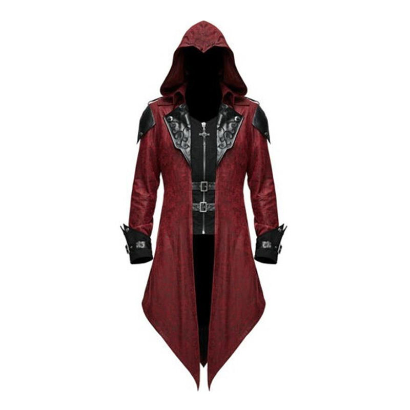 wish亚马逊万圣节新款中世纪燕尾服大衣复古拼接外套男