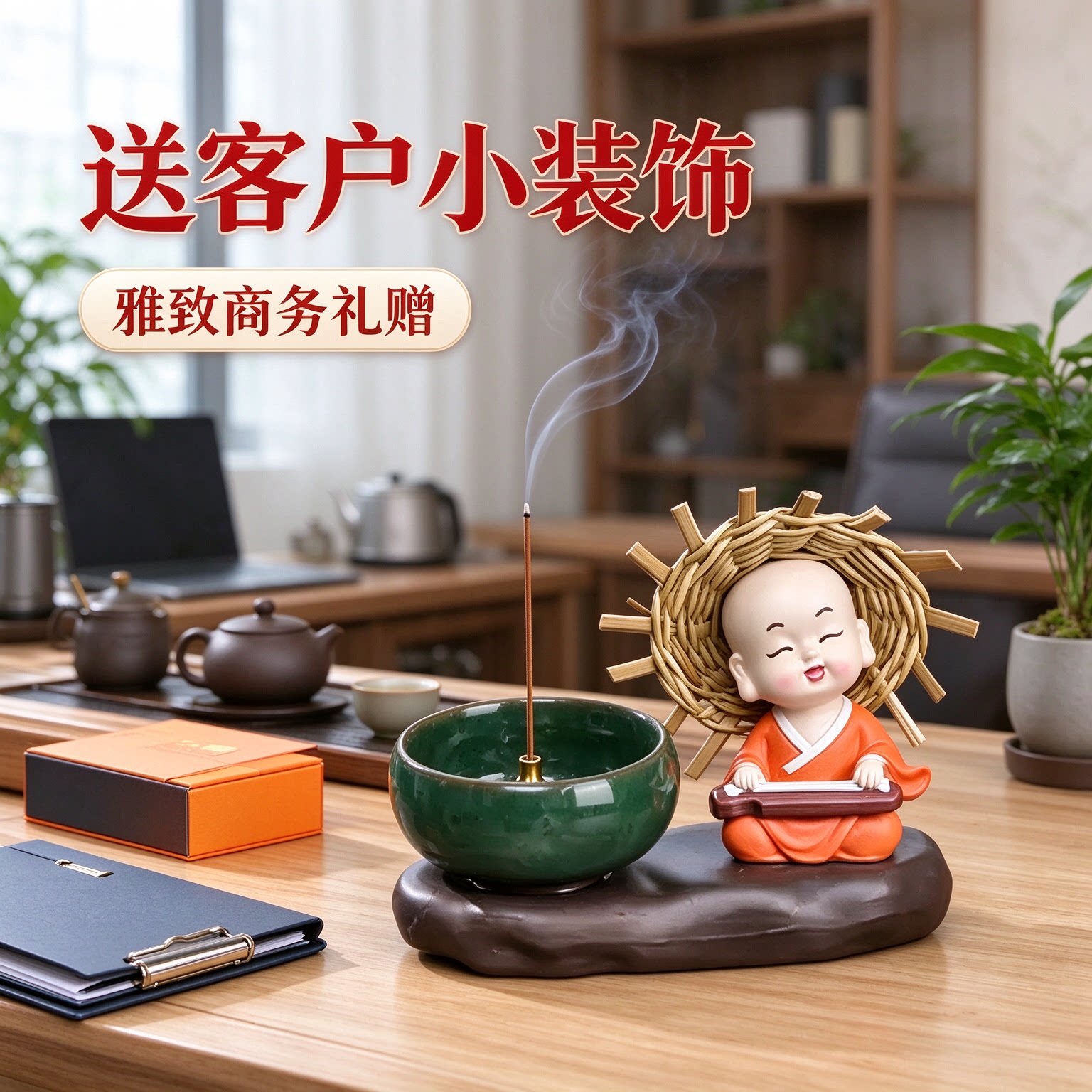 新居礼品创意禅意香炉工艺品摆件送客户小装饰心静如水悠然自得
